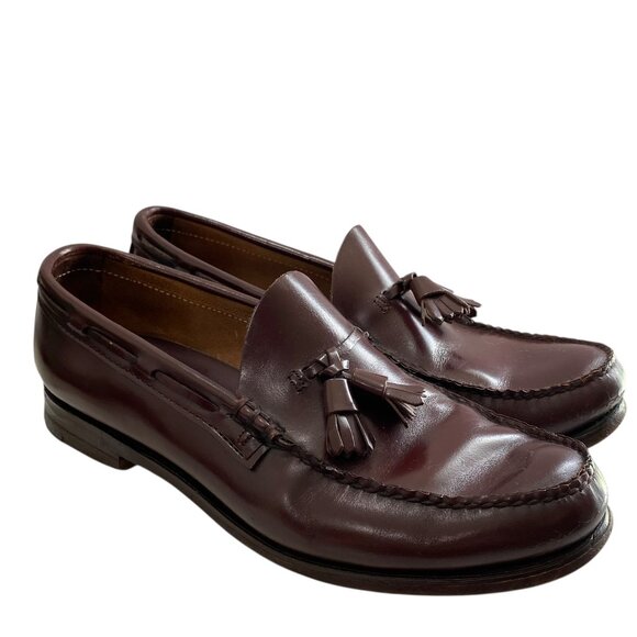 GH Bass Weejuns Leather Tassel Loafers Mens 9.5E Hickory Quiet Luxury USA Made - Picture 1 of 14